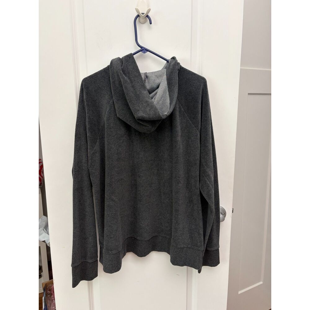 Bebe Sport Womens 3X Dark Charcoal Grey Rhinestone Velour Zip Hoodie Y2K Bling